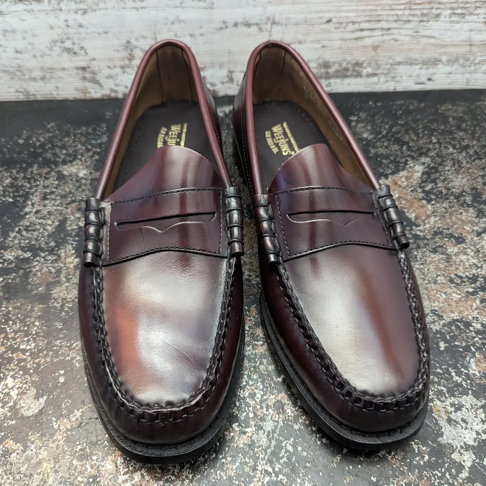 Mens Bass Weejuns Larson Penny Loafers Shoes Sz 11 EE Wide Burgundy Leather